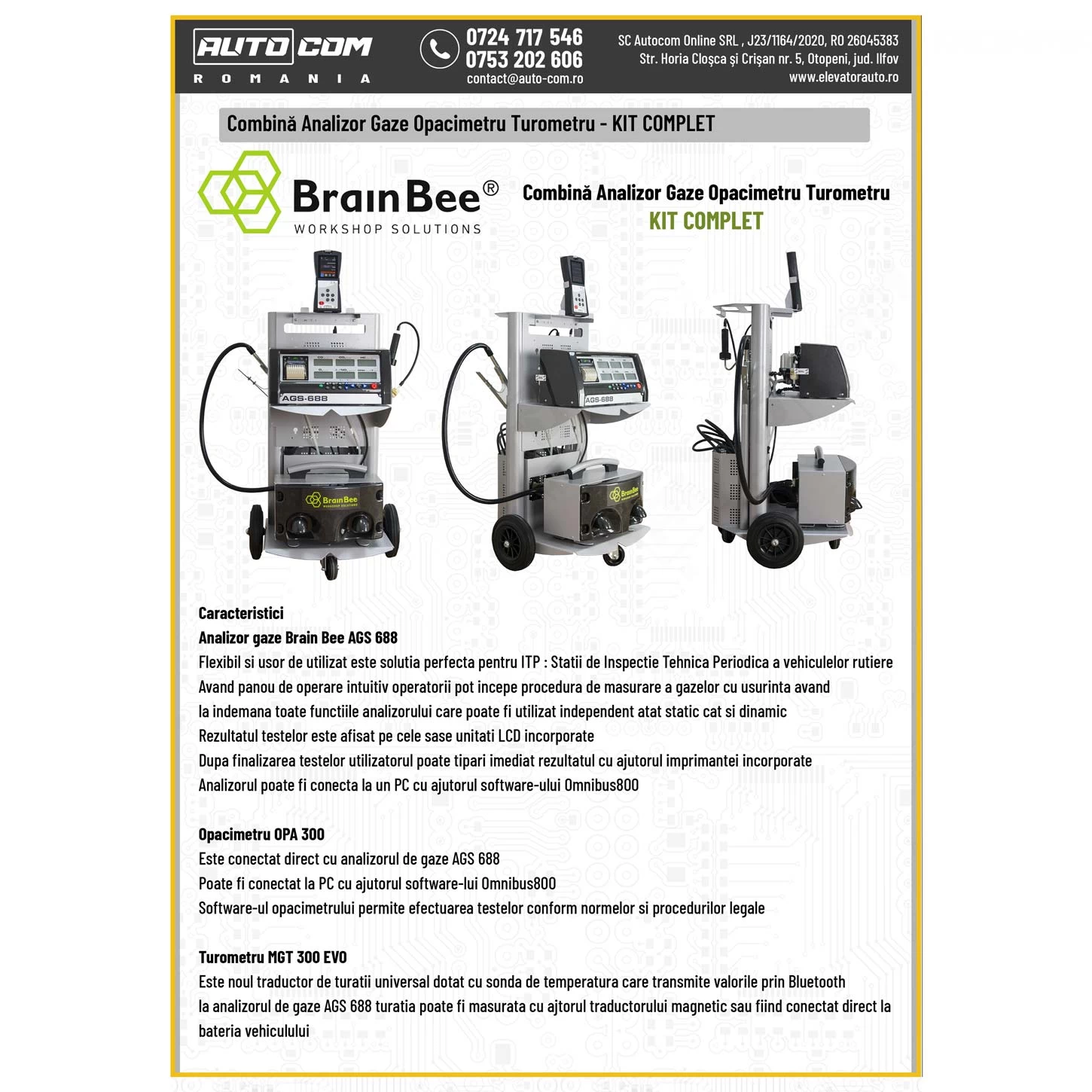 Analizor Gaze Opacimetru Turometru Brain Bee - Kit Complet