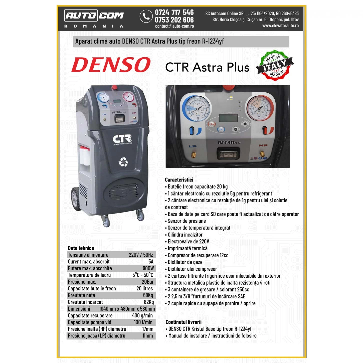Aparat clima auto CTR ASTRA PLUS vers.R134a