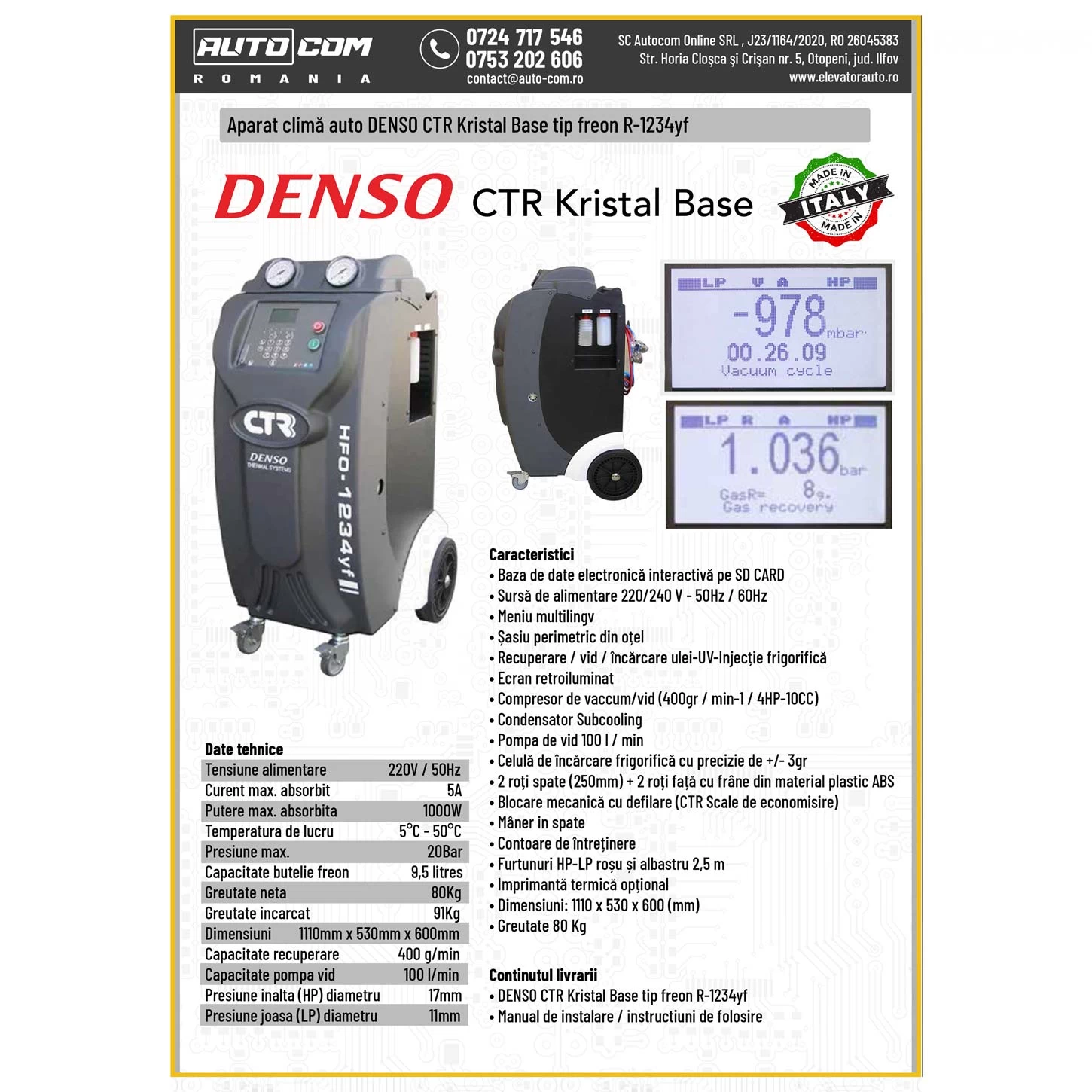 Aparat clima auto CTR Kristal Base