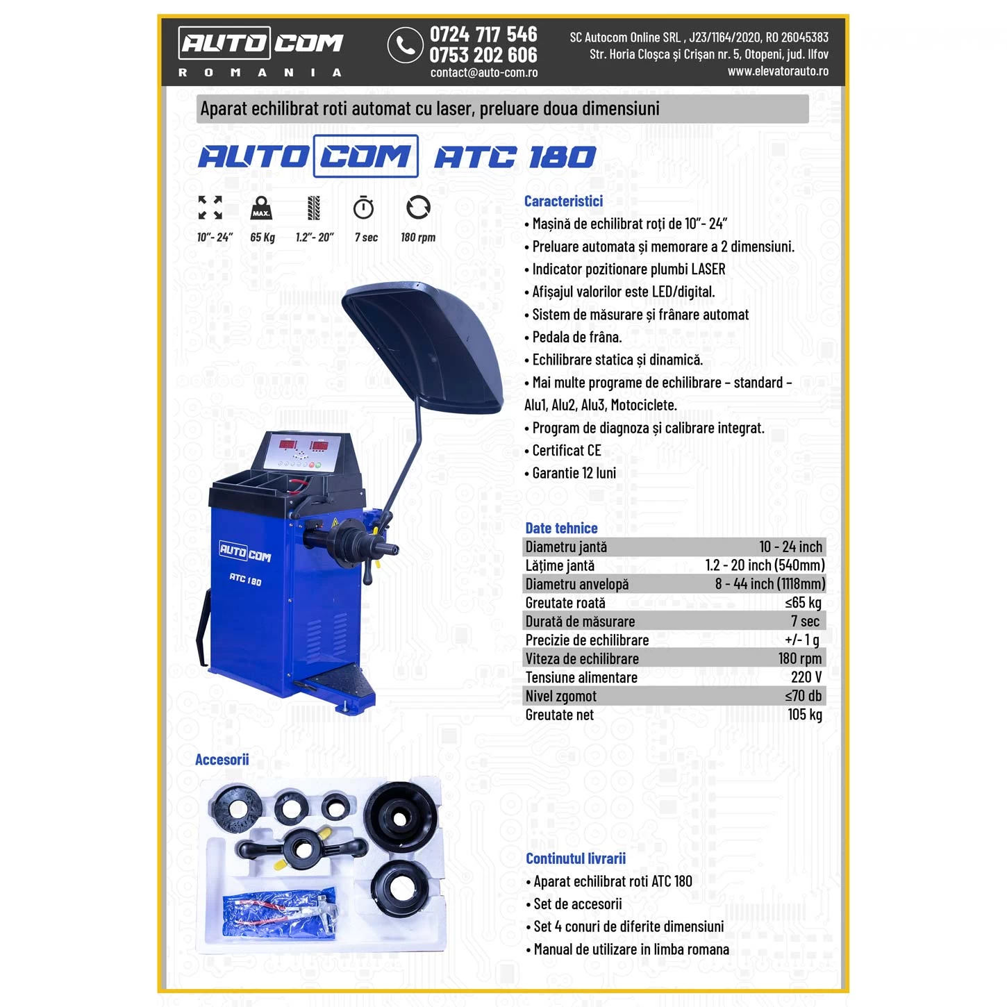 Aparat echilibrat roti ATC 180 cu Laser