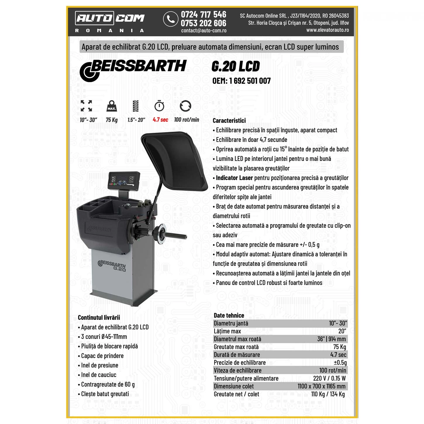 Aparat echilibrat roti Beissbarth G.20 LCD