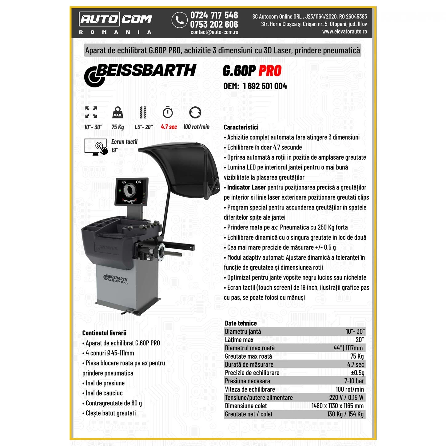 Aparat echilibrat roti Beissbarth G.60P PRO