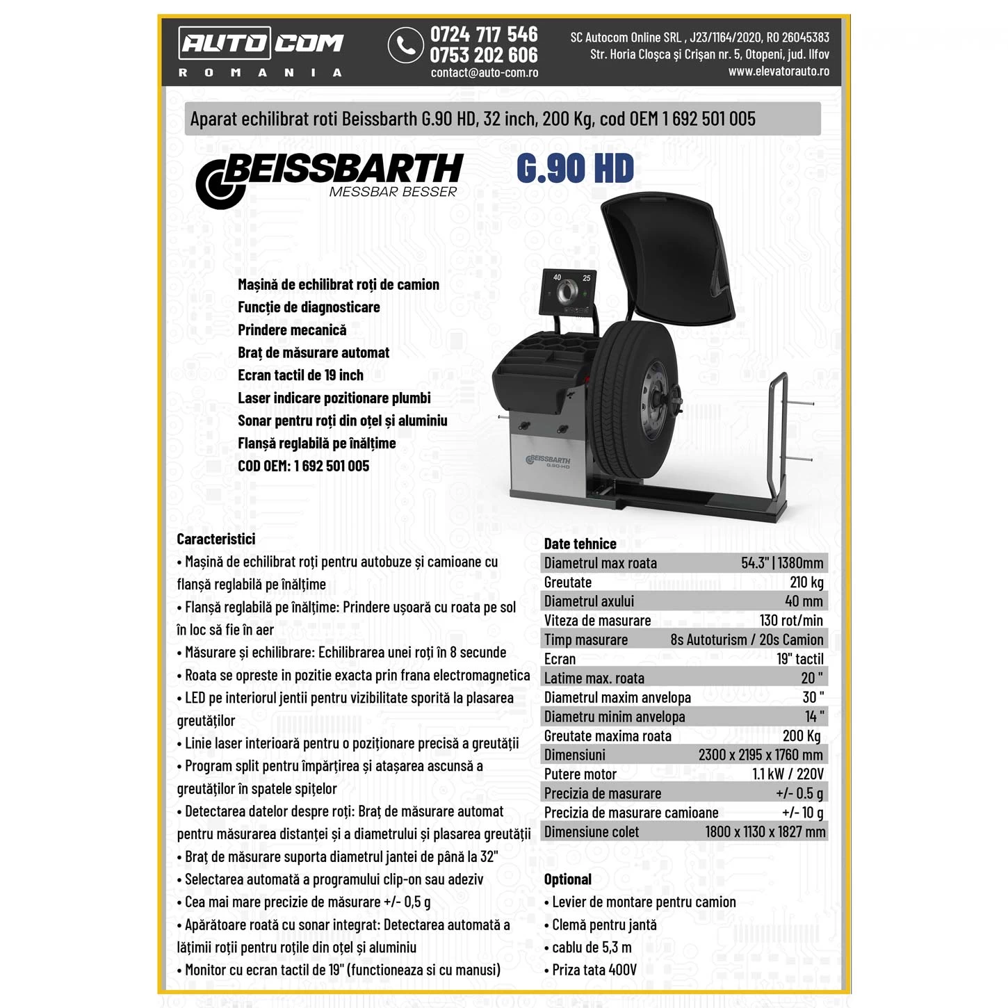 Aparat echilibrat roti Beissbarth G.90 HD