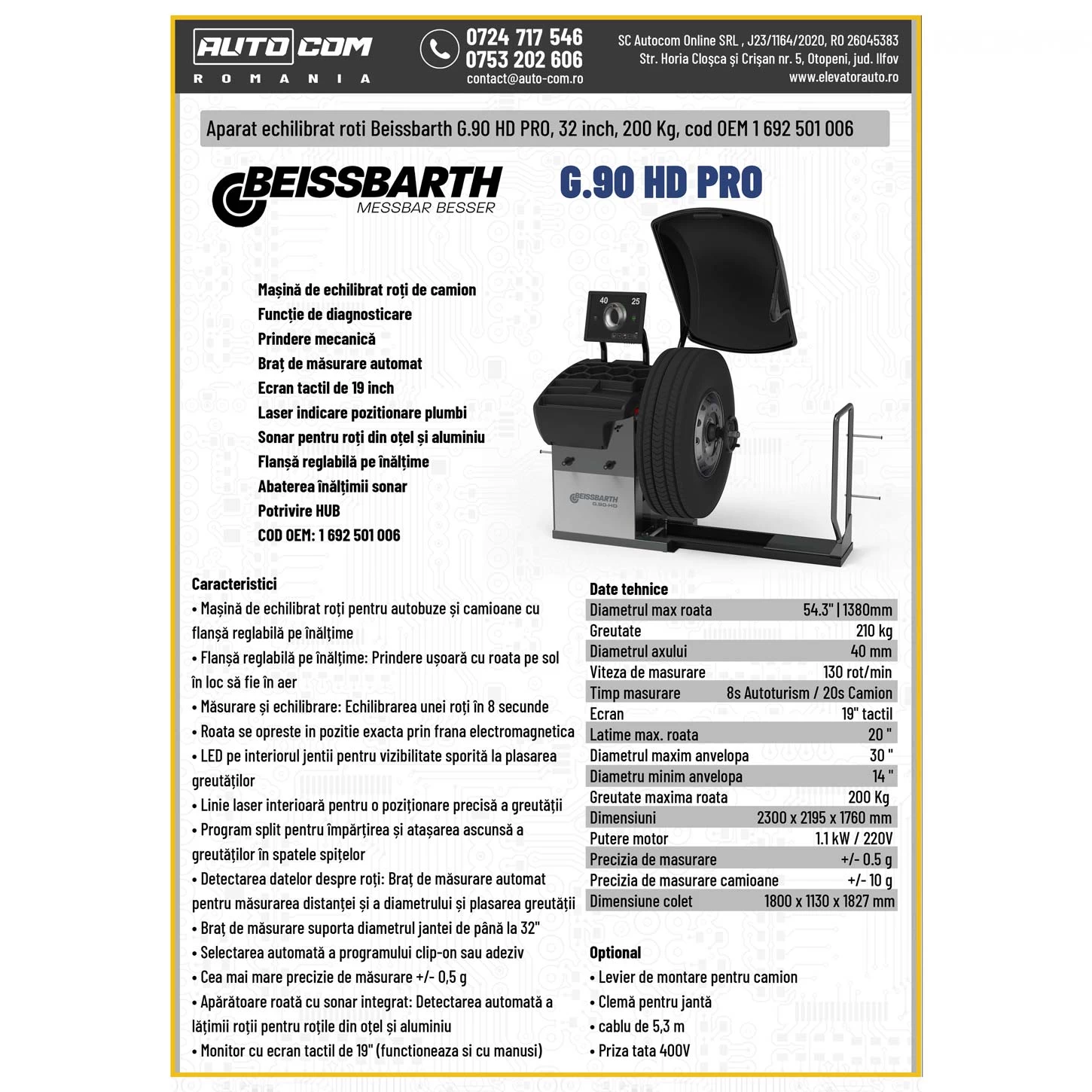 Aparat echilibrat roti Beissbarth G.90 HD PRO