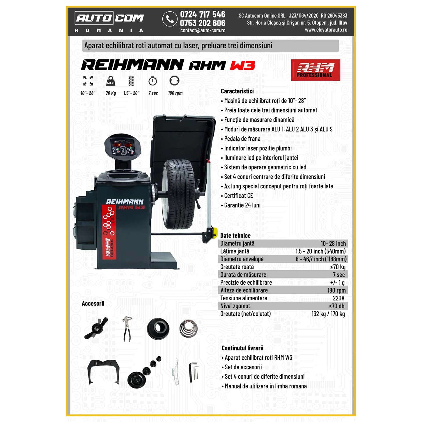 Aparat echilibrat roti RHM W3 automat cu laser