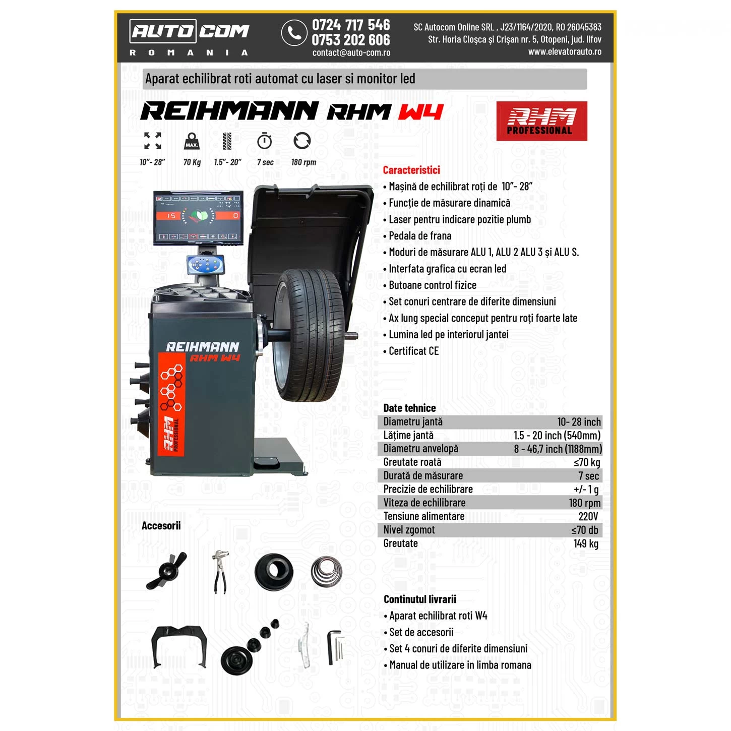 Aparat echilibrat roti RHM W4 automat cu laser