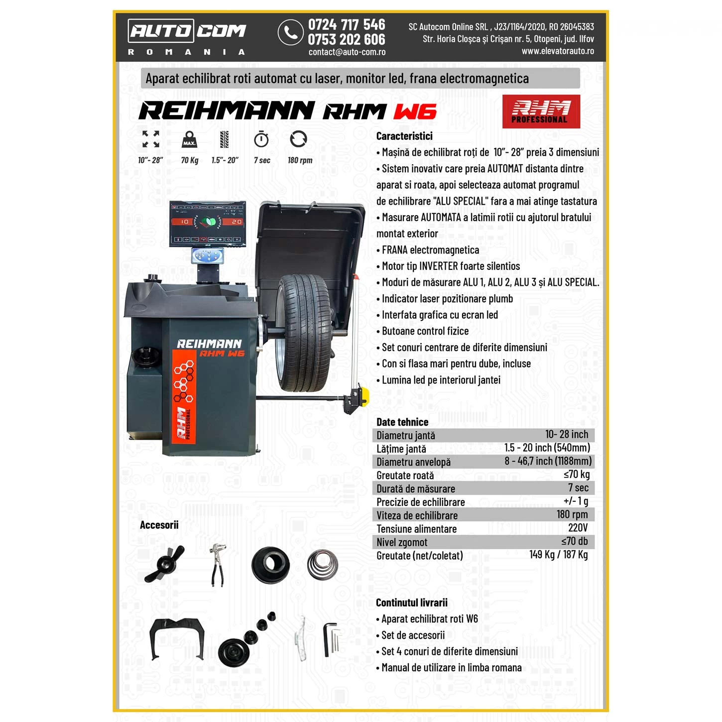 Aparat echilibrat roti RHM W6 automat cu laser