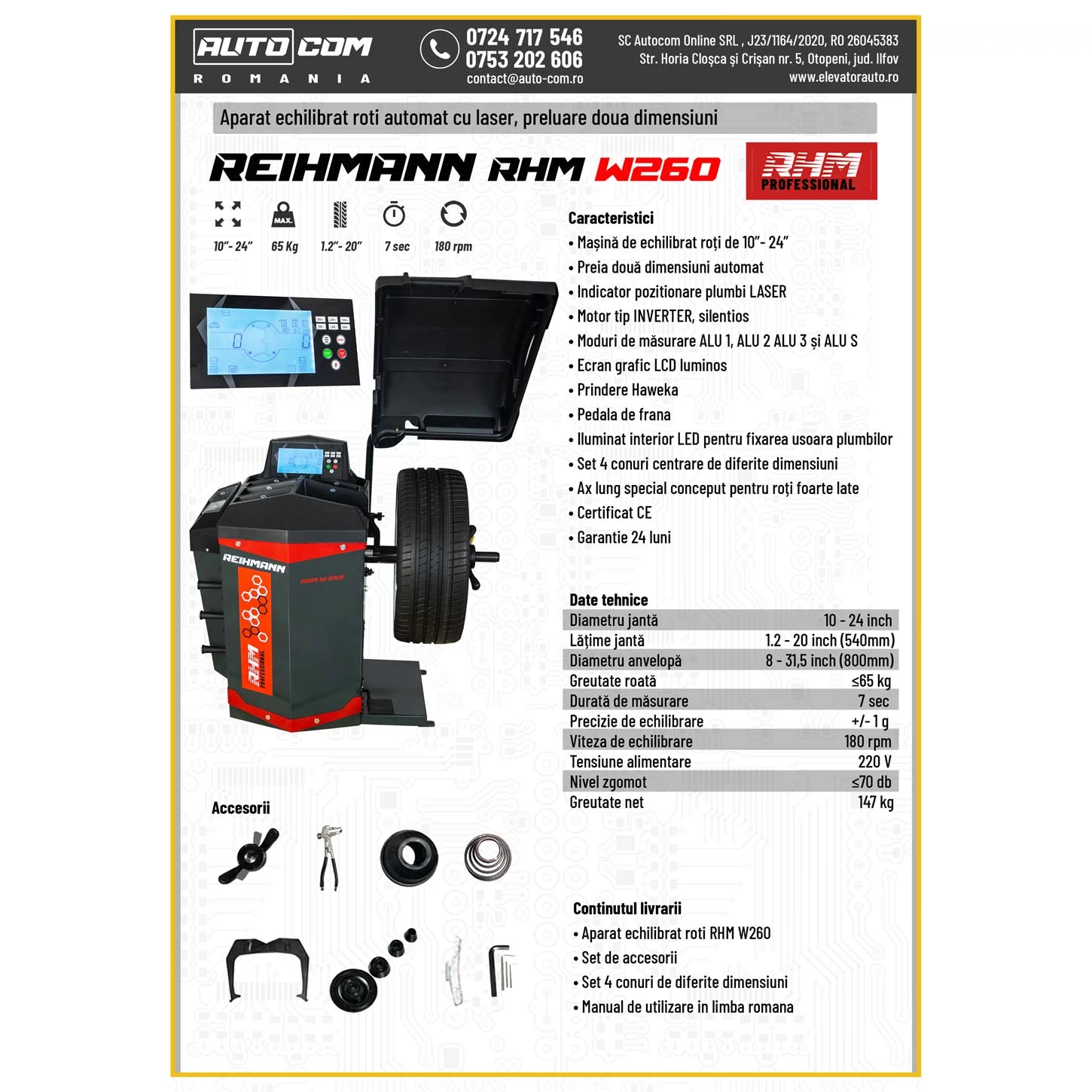 Aparat masina echilibrat roti RHM W260