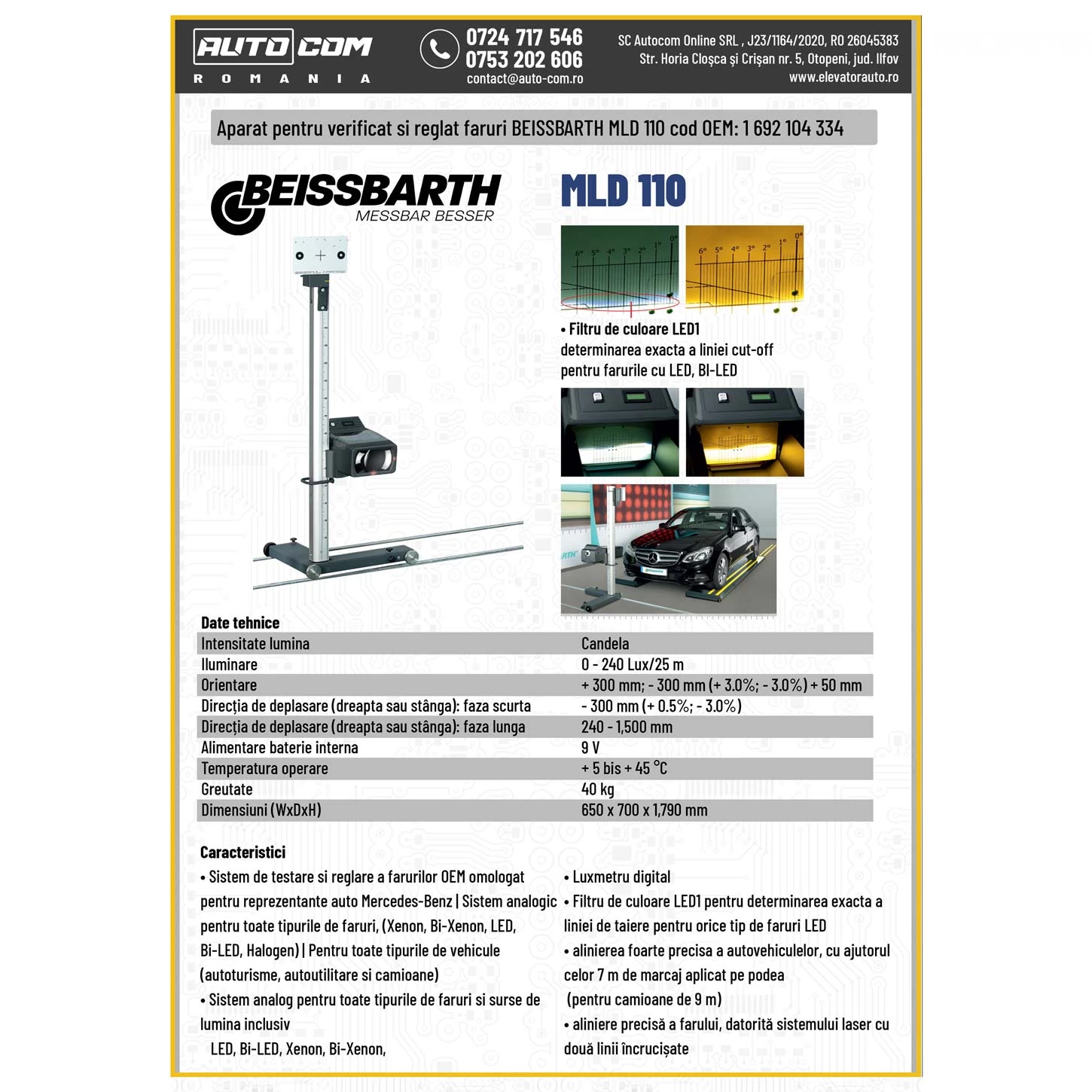 Aparat reglat faruri Beissbarth MLD 110
