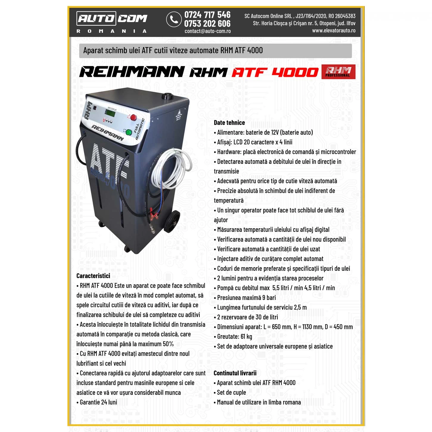 Aparat Schimb ulei ATF cutii viteze automate RHM - ATF4000