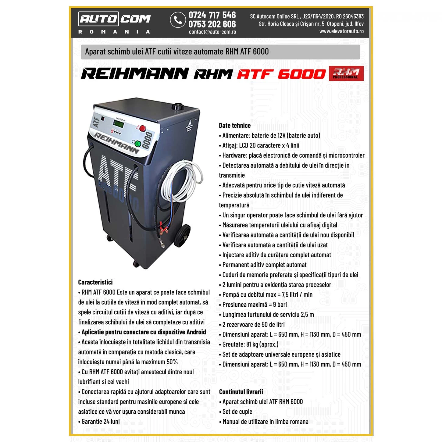 Aparat Schimb ulei ATF cutii viteze automate RHM - ATF6000