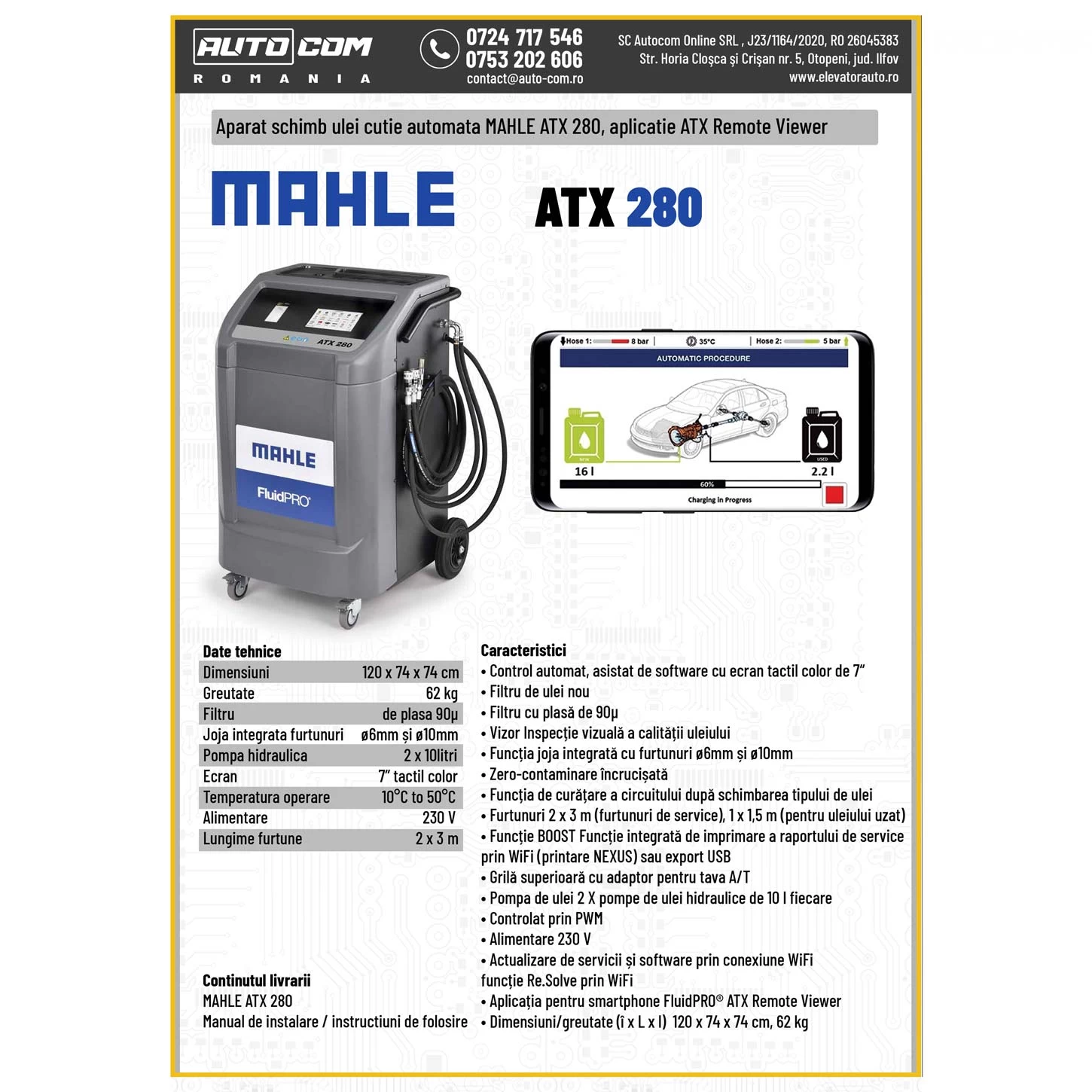 Aparat schimb ulei cutie automata MAHLE FluidPRO ATX 280