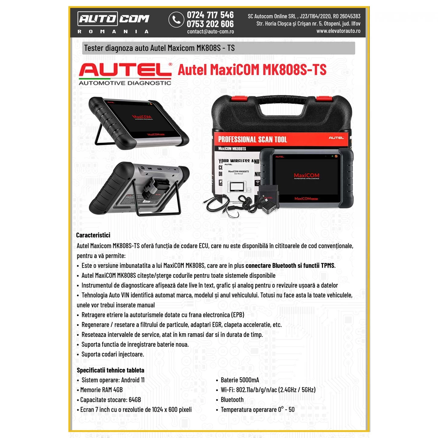 Tester diagnoza auto Autel MaxiDAS MK808-TS