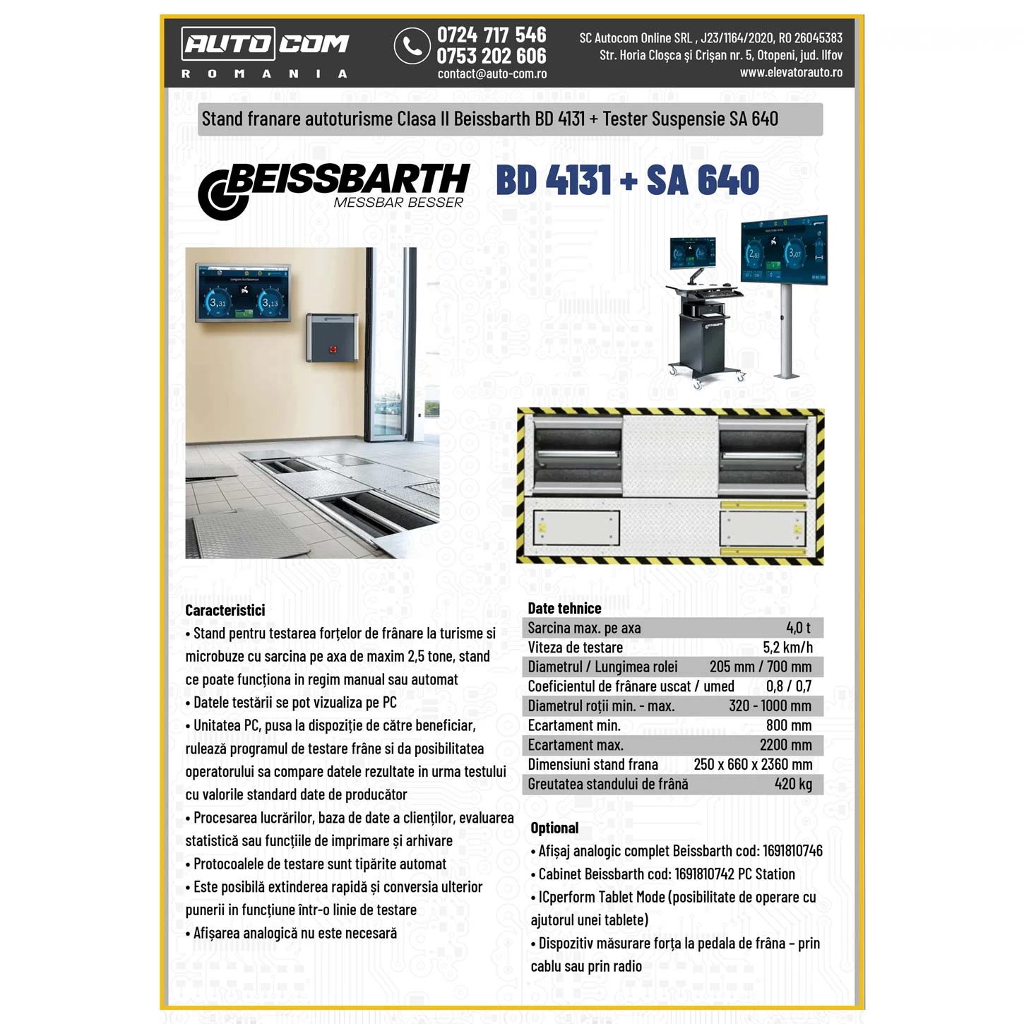 Beissbarth Stand franare auto BD 4131 + Tester Suspensie SA 640