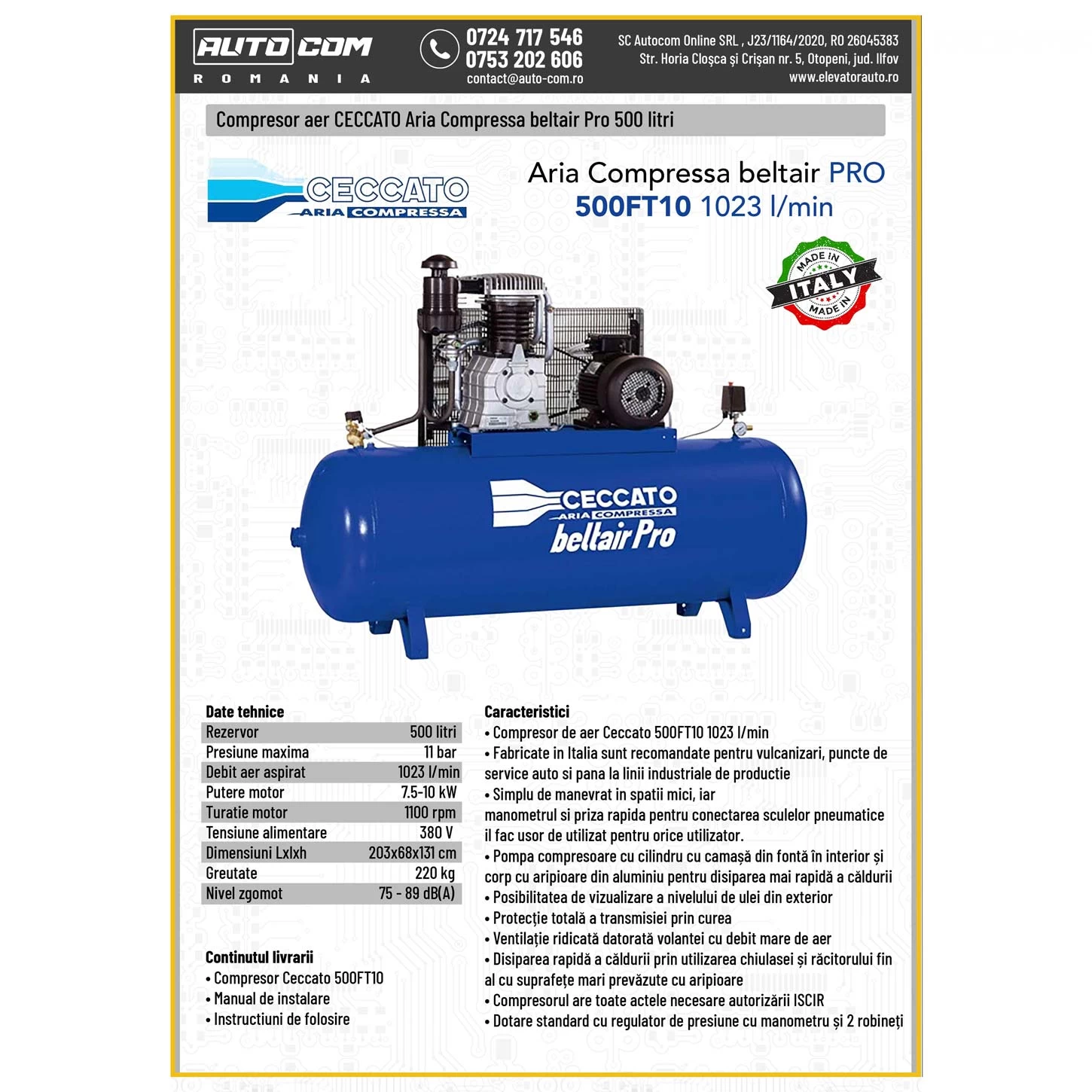 Compresor aer CECCATO 500L
