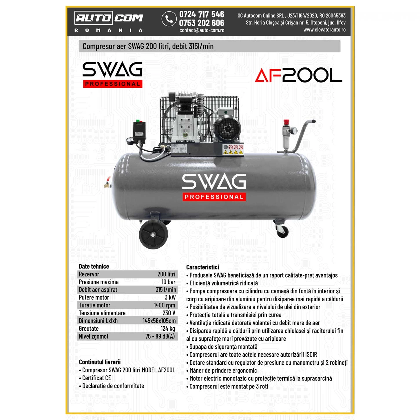 Compresor aer SWAG AF200L