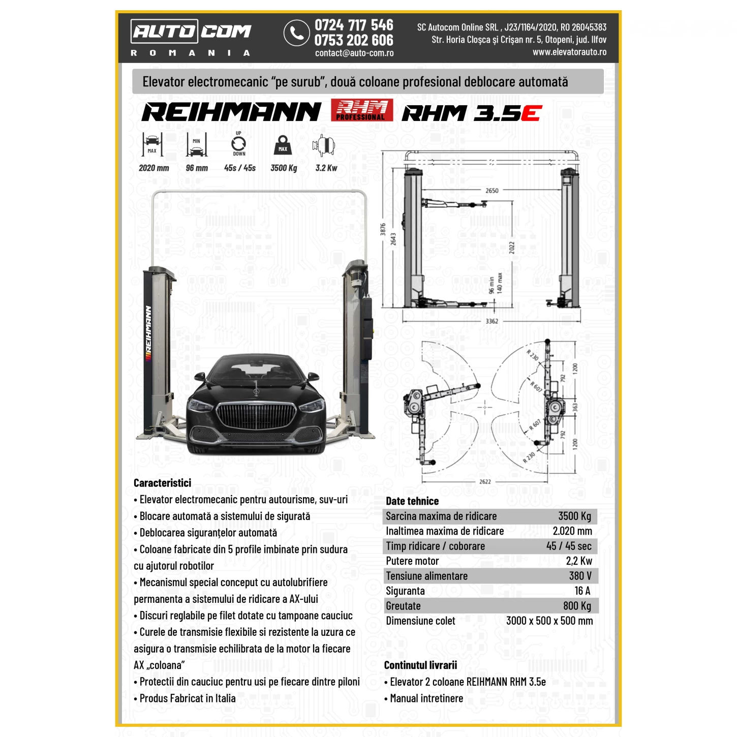 REIHMANN RHM 3.5E pe surub 3500 Kg