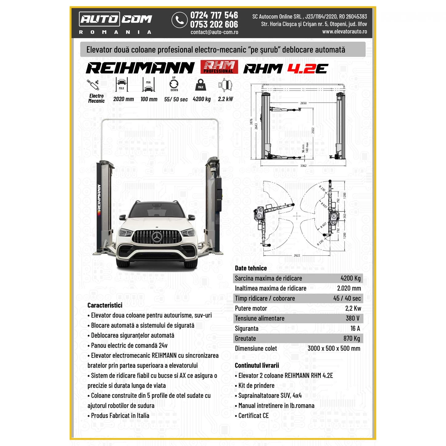 REIHMANN RHM 4.2E pe surub 4200 Kg