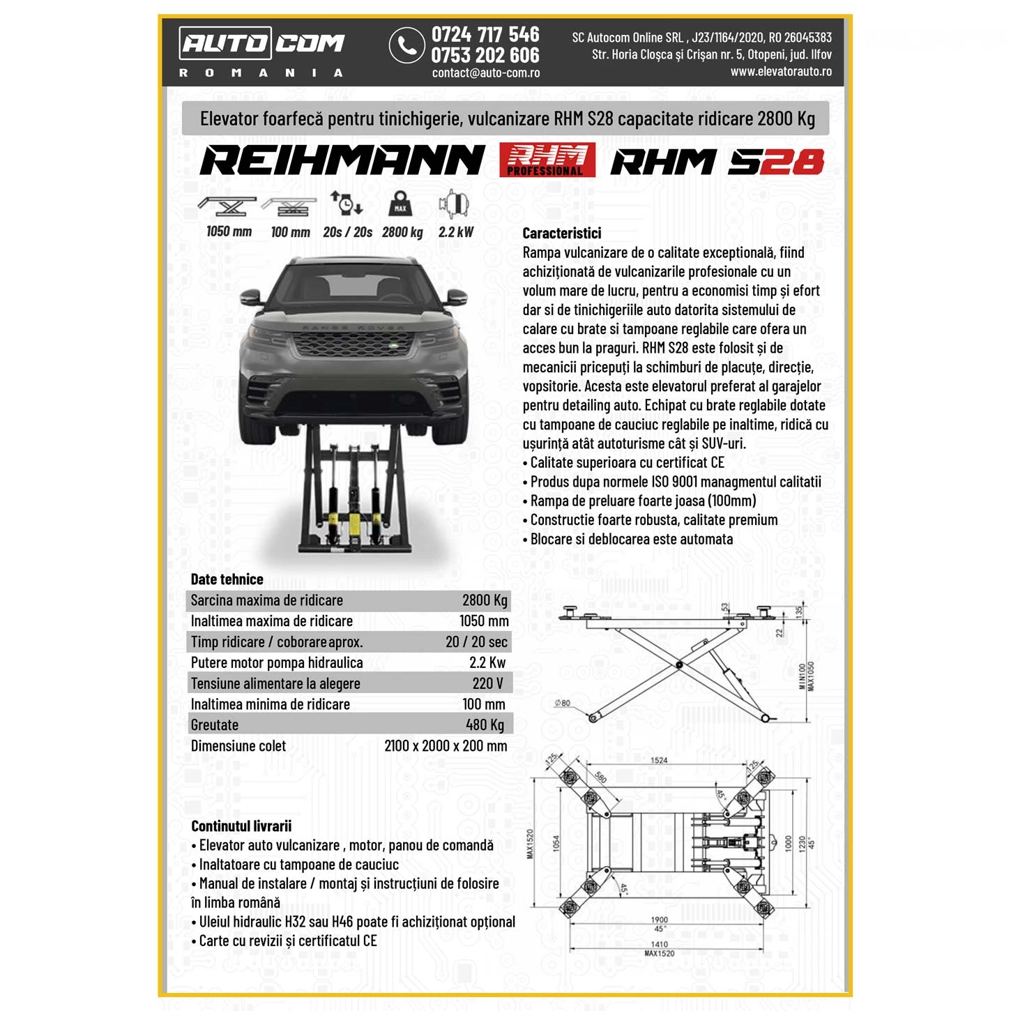 Elevator vulcanizare mobil tip foarfeca REIHMANN RHM S28
