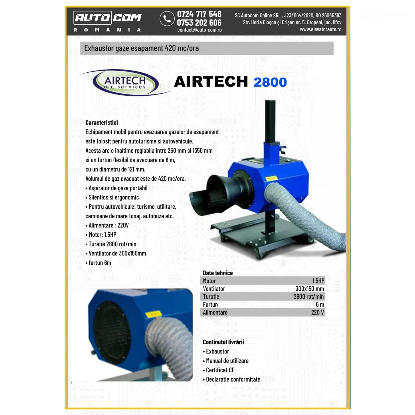 Exhaustor gaze esapament mobil AIRTECH