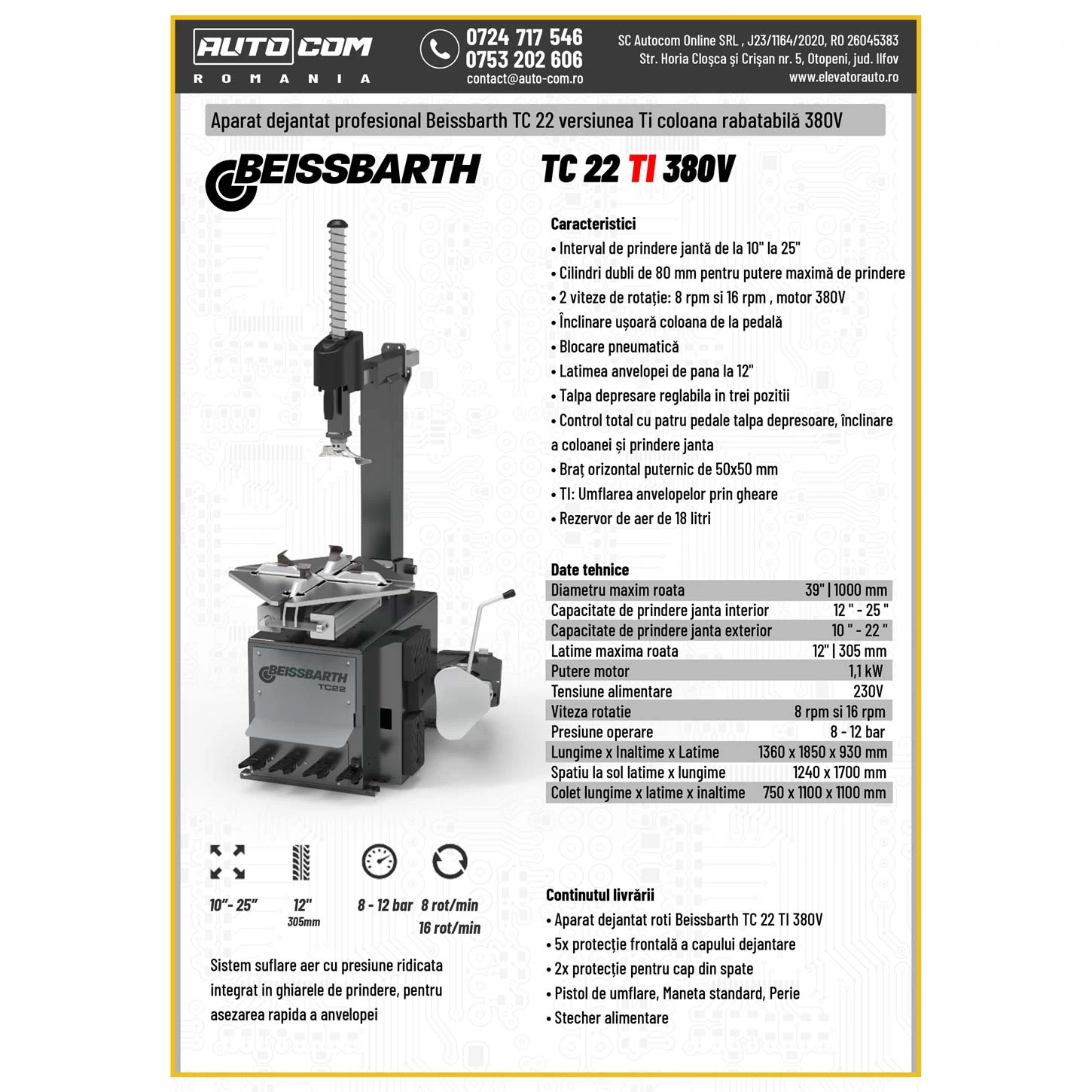 Masina dejantat 25 inch Beissbarth TC 22 TI 380V