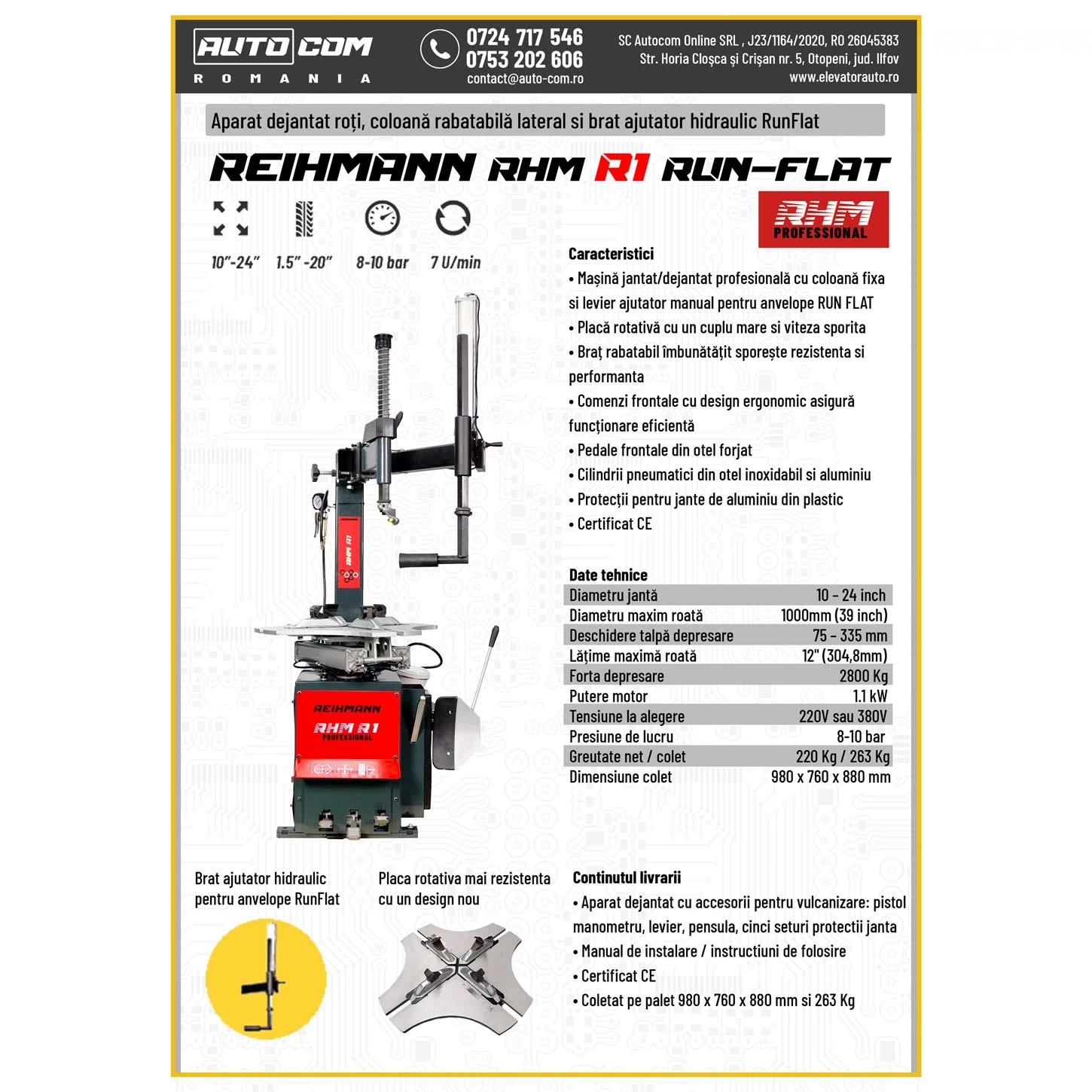 Masina dejantat anvelope 24 inch RHM R1 Run Flat