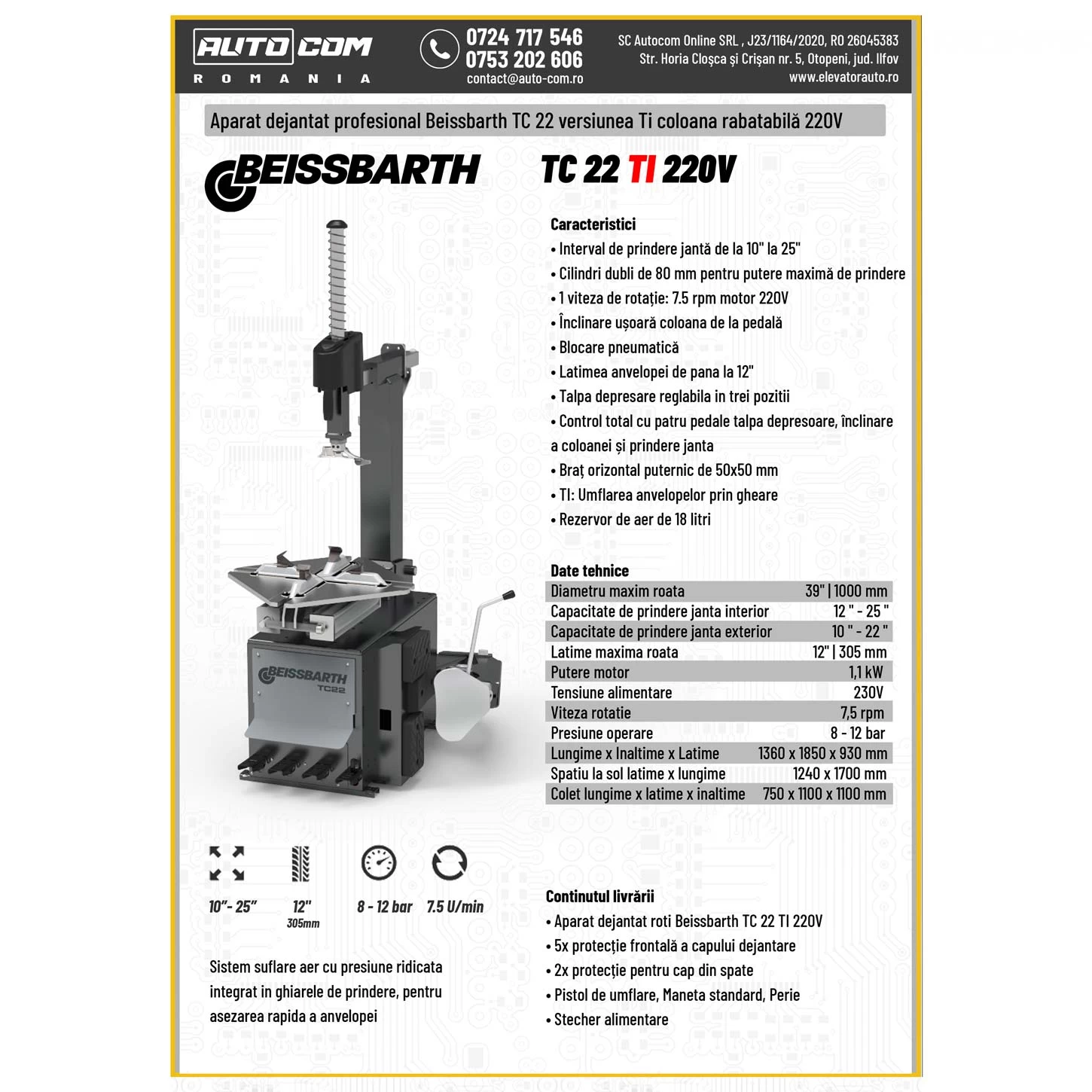 Masina dejantat 25 inch Beissbarth TC 22 TI 220V