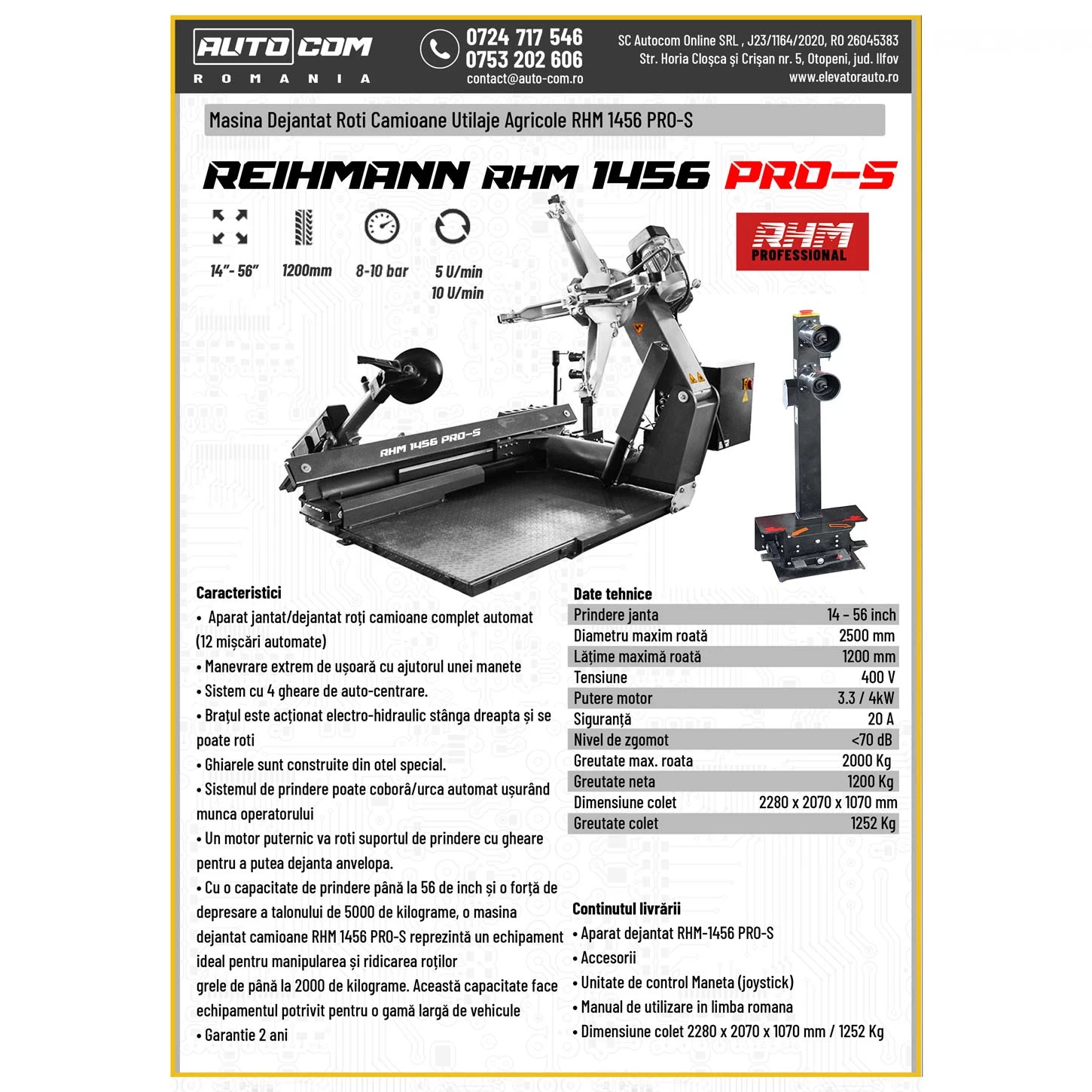 Masina dejantat roti camioane utilaje agricole REIHMANN RHM 1456 PRO-S