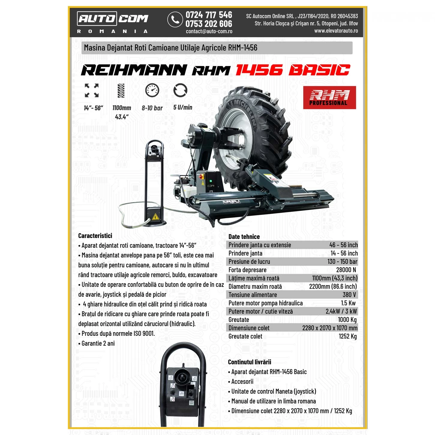 Masina dejantat Roti Camioane, Utilaje Agricole RHM-1456 Basic