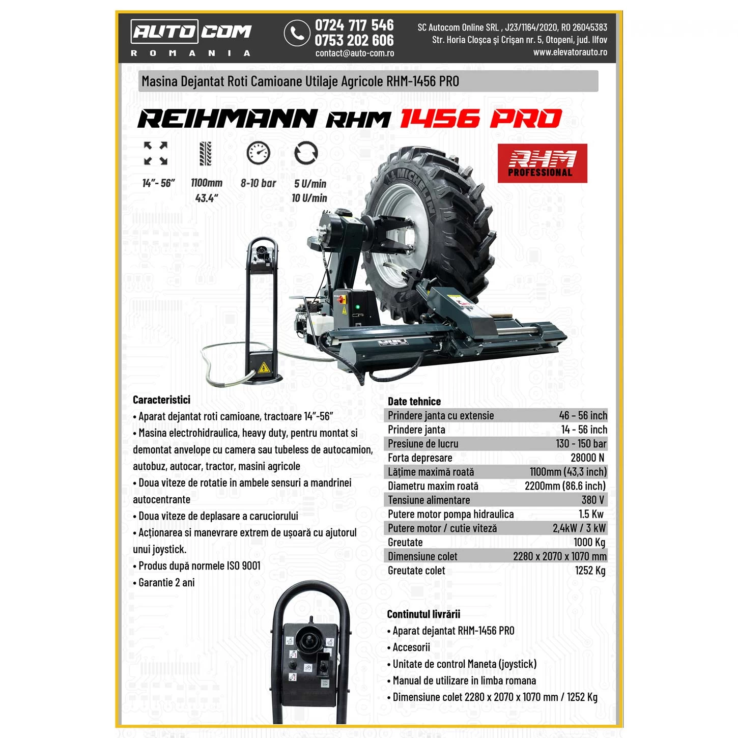 Masina Dejantat Roti Camioane Utilaje Agricole RHM-1456 PRO