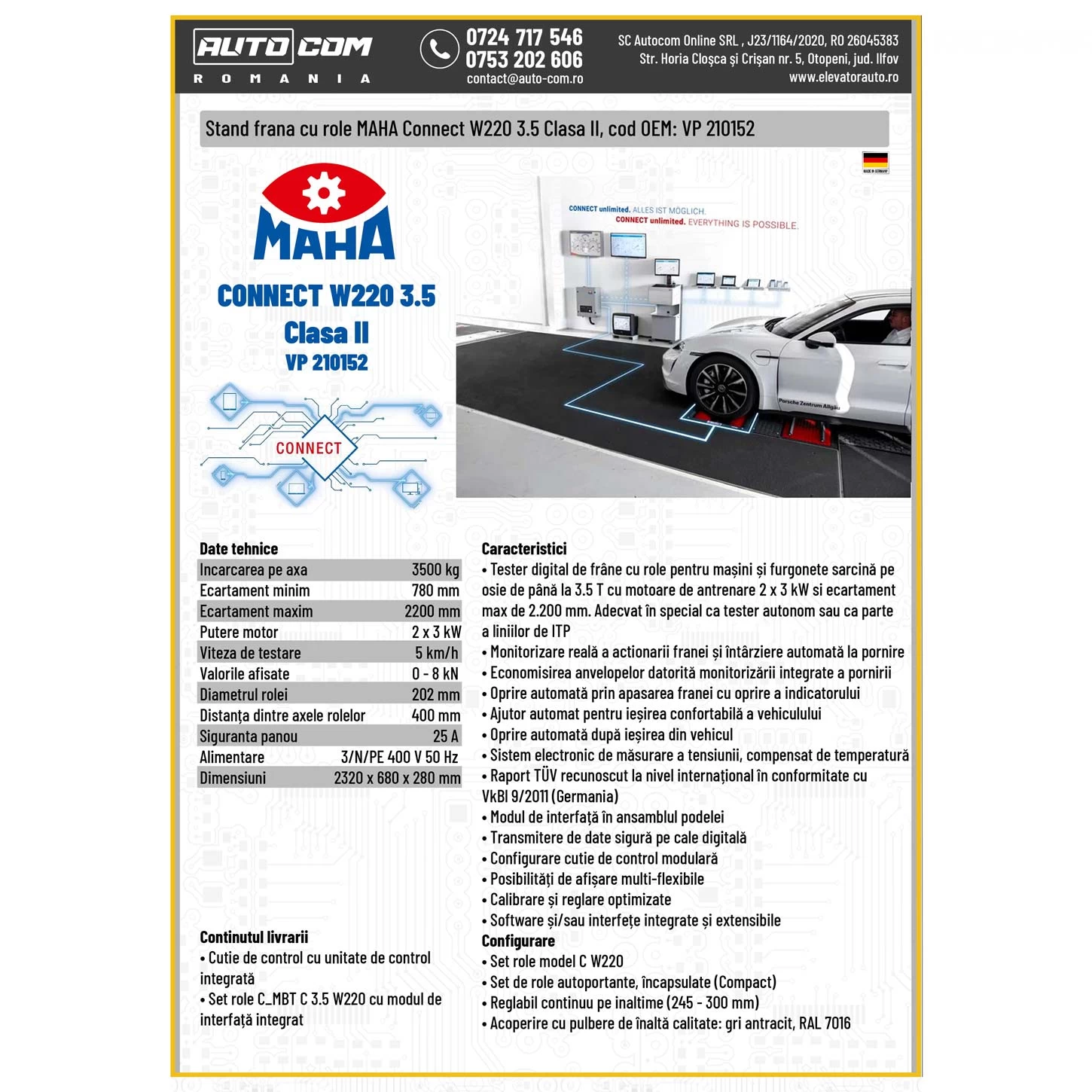Stand de frana cu role MAHA Connect Series C_MBT W220 3.5 VP 210152