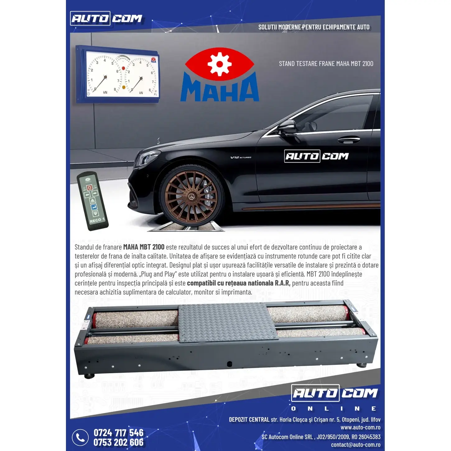 Stand de frana cu role MAHA MBT 2100