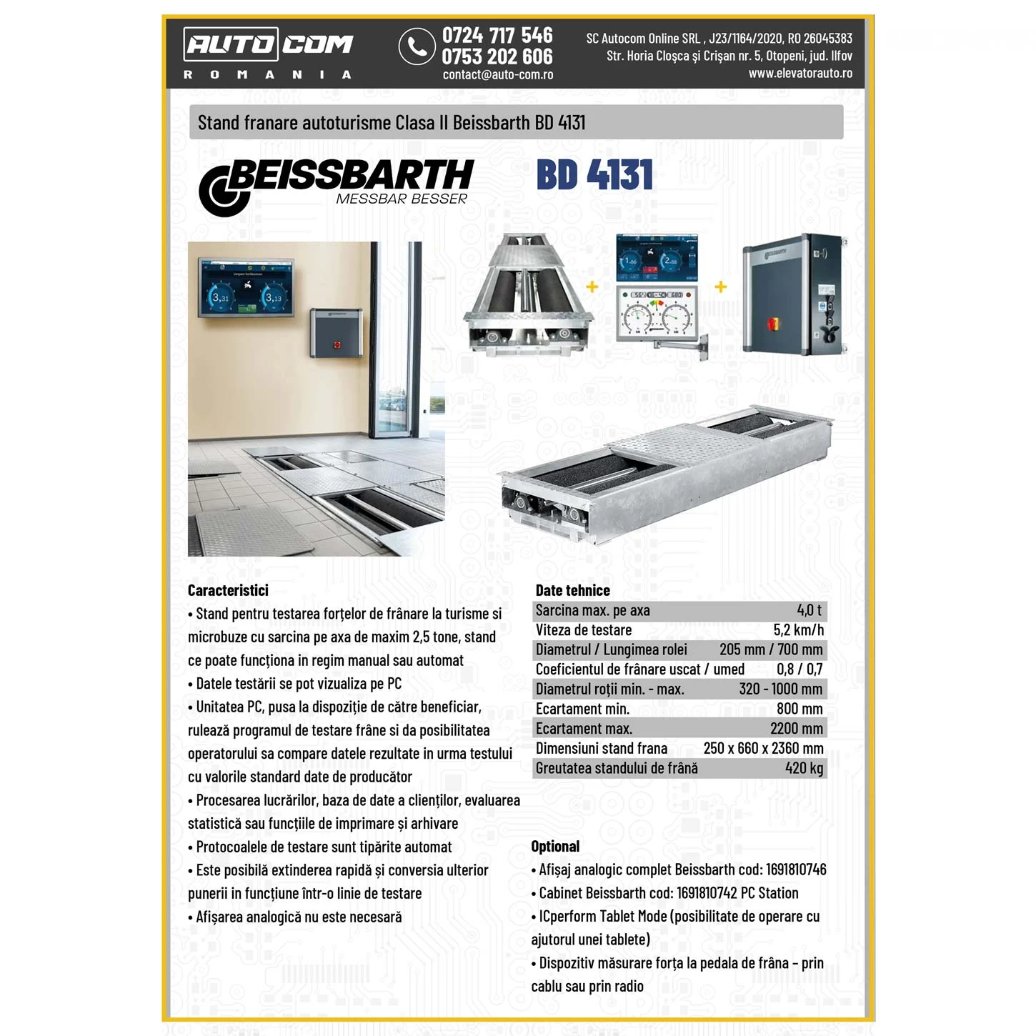 Stand franare auto ITP Beissbarth BD 4131