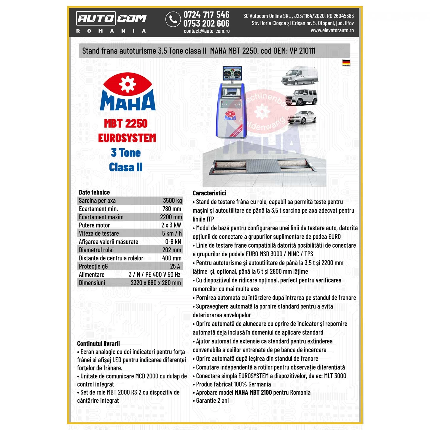 Stand franare MAHA MBT 2250 EUROSYSTEM