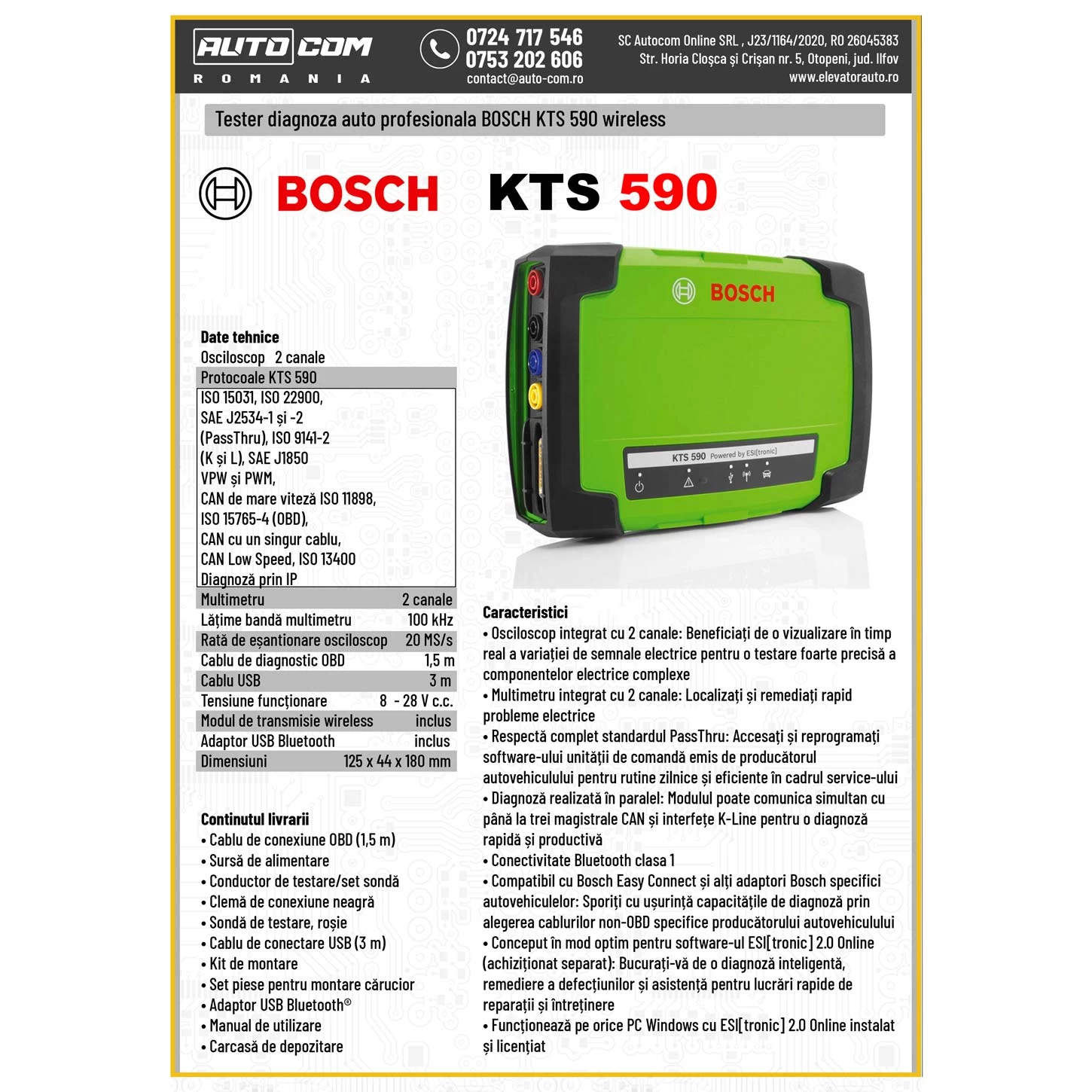 Tester diagnoza auto profesionala BOSCH KTS 590 wireless