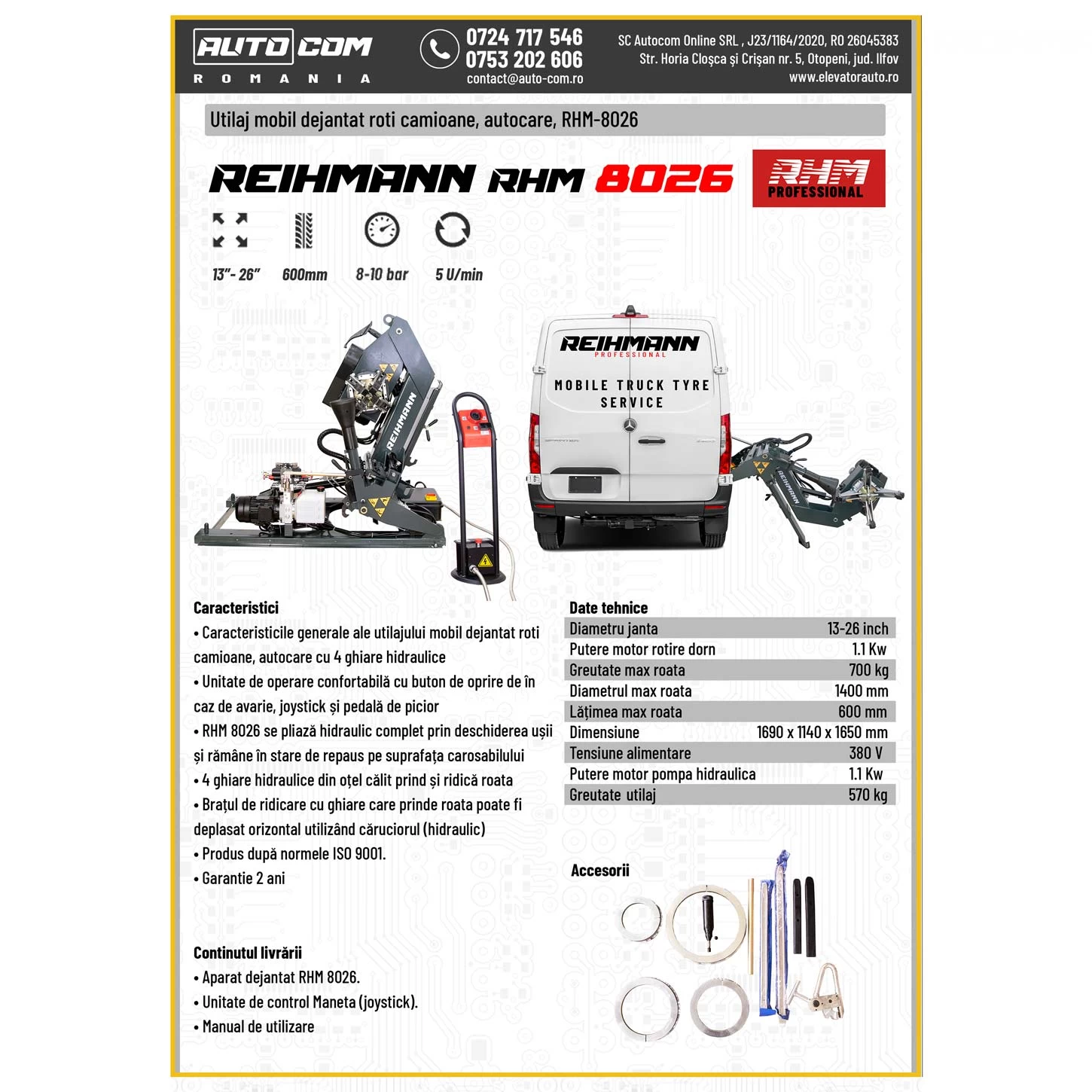 Utilaj mobil dejantat Roti Camioane, Autocare, RHM-8026