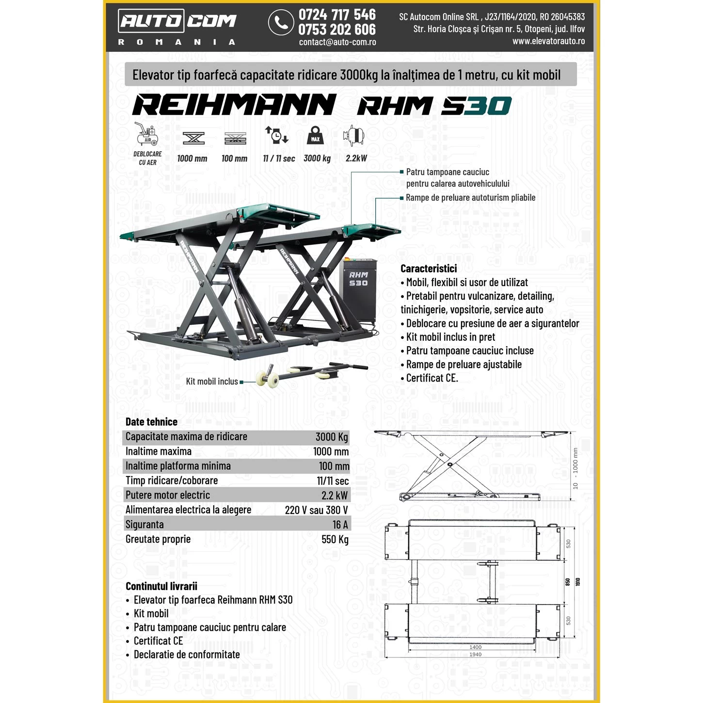 Elevator vulcanizare REIHMANN RHM S30