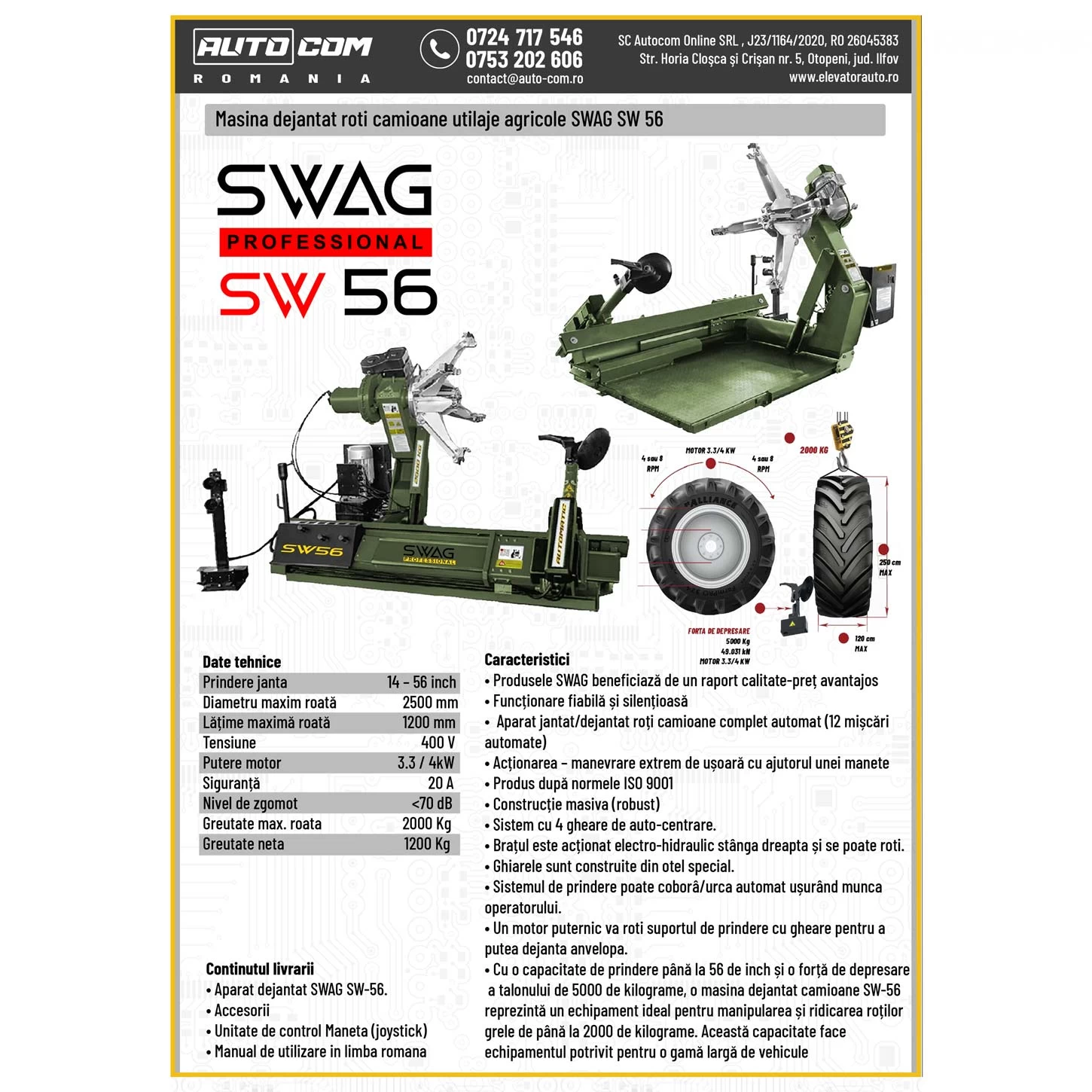Masina Dejantat Roti Camioane Utilaje Agricole SWAG SW-56