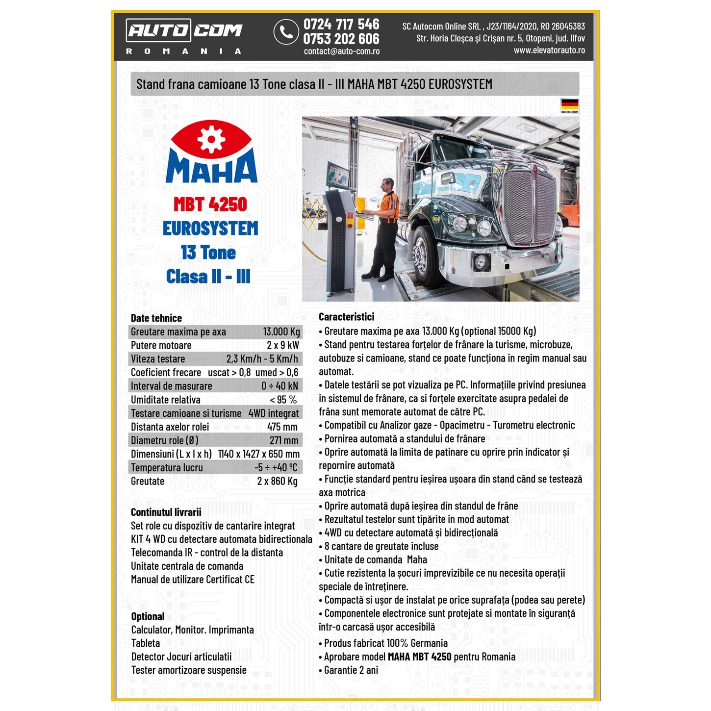 Stand frane camioane - MAHA MBT 4250 EUROSYSTEM
